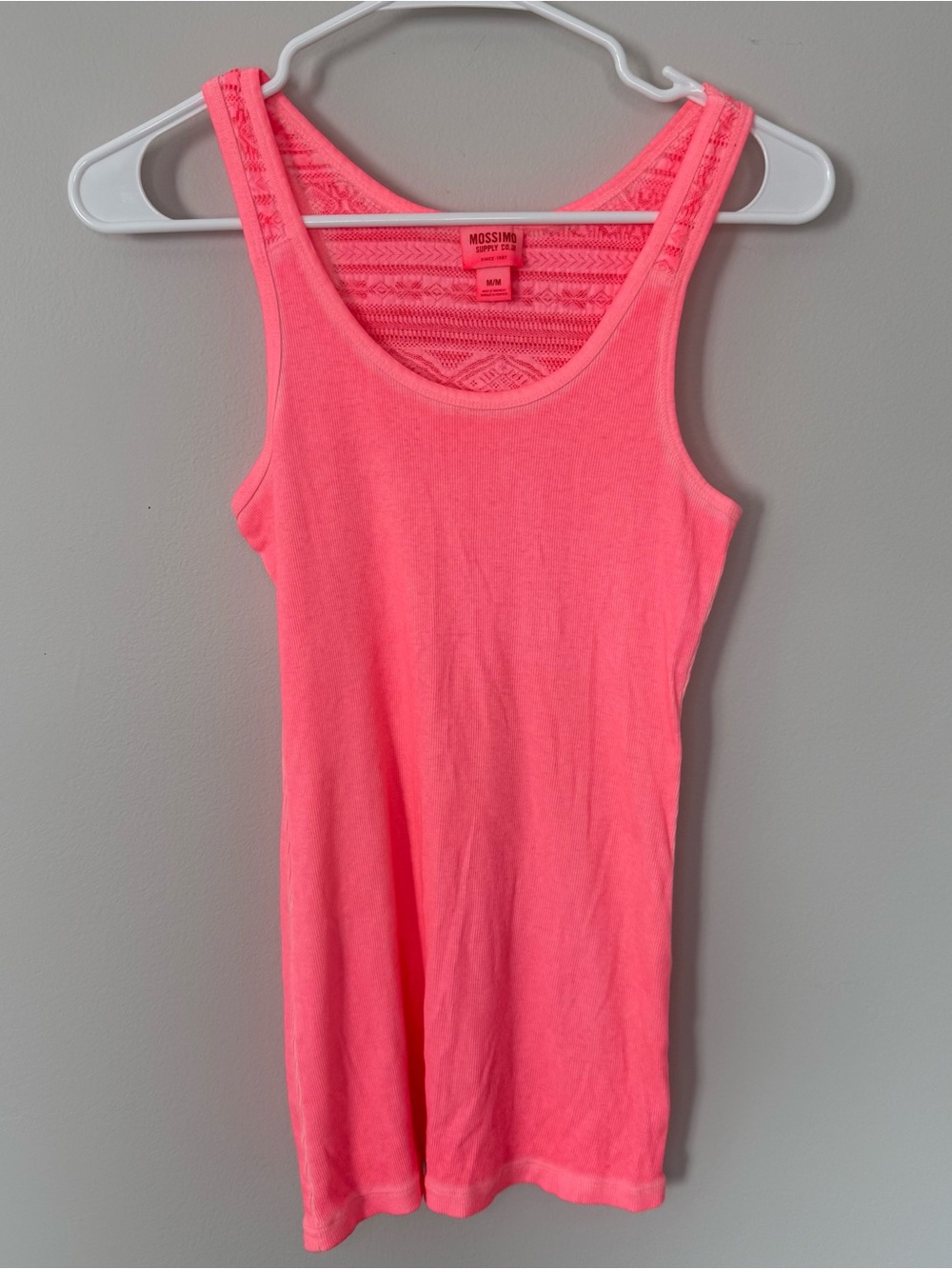 Mossimo Supply Co Neon Pink Lace Back Tank Top